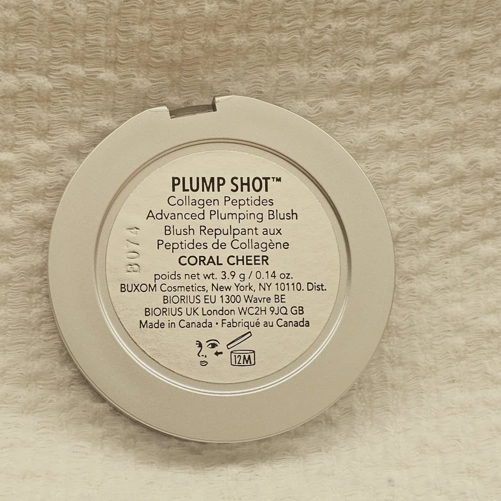 Buxom Plump Shot Collagen Peptides Advanced Plumping Blush shade Coral Cheer